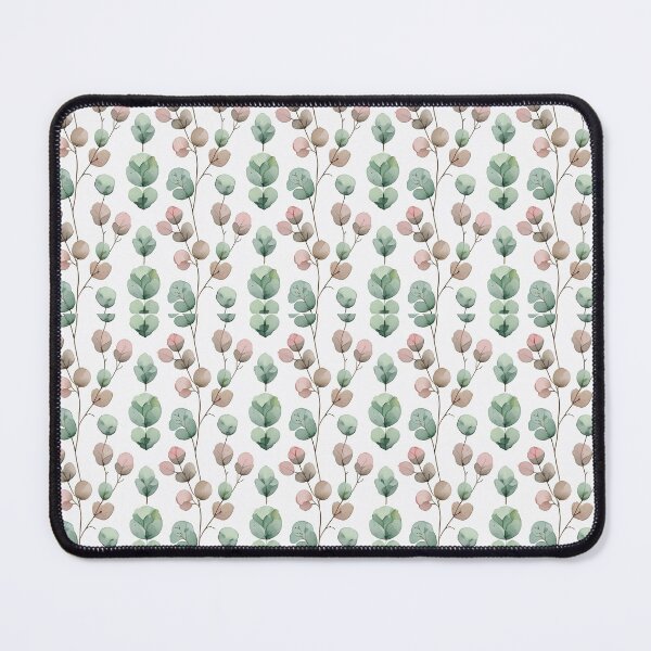 Item preview, Eucalyptus Leaves on White – Green, Brown and Pink Watercolor Botanical Print designed and sold by carysdesignshop.