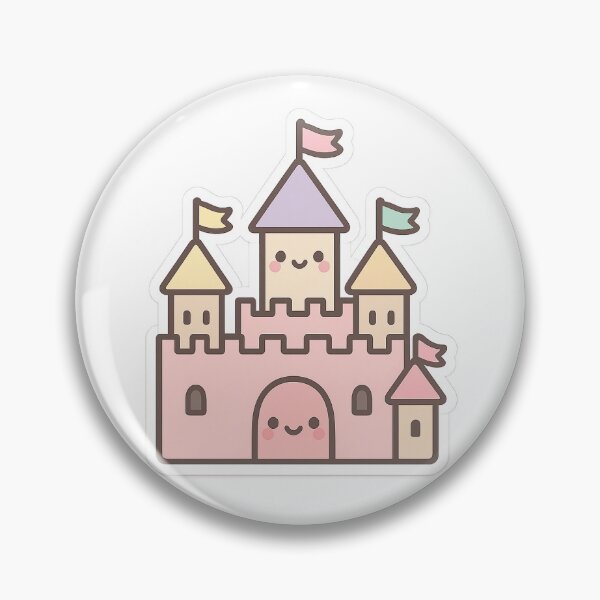 Artikelvorschau, Kawaii Schloss Sticker – Pastell Fantasy Burg entworfen und verkauft von ClipVictuumArts.