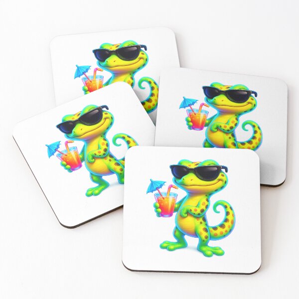 Item preview, "Neon Gecko Supreme – The Cocktail King in Shades" designed and sold by MK-WOOD.