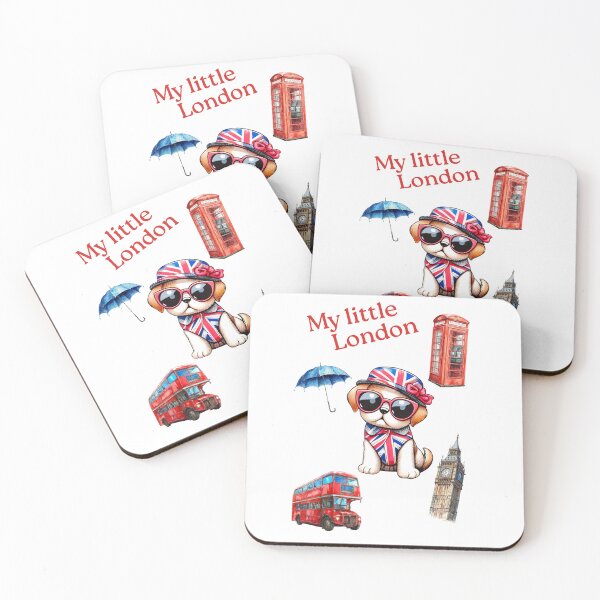Item preview, My little London, red bus, English cocker spaniel, red phone box, rain, Big Ben designed and sold by Coolparrotgirl.
