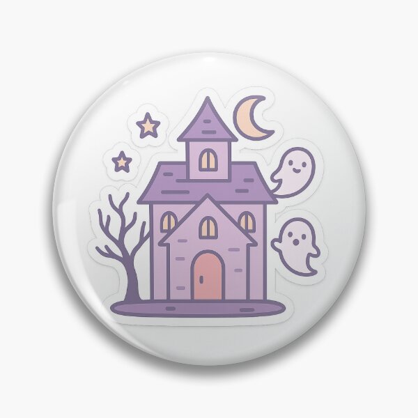 Item preview, Kawaii Haunted House with Ghosts – Pastel Halloween Illustration designed and sold by ClipVictuumArts.
