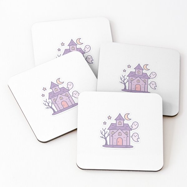 Item preview, Kawaii Haunted House with Ghosts – Pastel Halloween Illustration designed and sold by ClipVictuumArts.