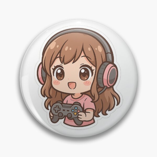 Item preview, Kawaii Gamer Girl with Headset – Chibi Anime Illustration designed and sold by ClipVictuumArts.