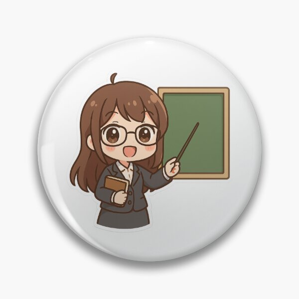 Item preview, Kawaii Teacher with Blackboard – Chibi Anime Illustration designed and sold by ClipVictuumArts.