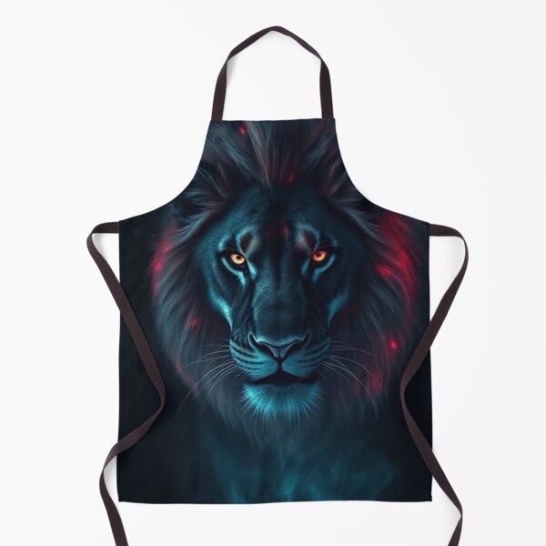 Item preview, Neon Lion Poster – Glowing Digital Art, Mystical Big Cat Wall Décor designed and sold by Bohospiritart.