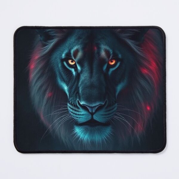 Item preview, Neon Lion Poster – Glowing Digital Art, Mystical Big Cat Wall Décor designed and sold by Bohospiritart.