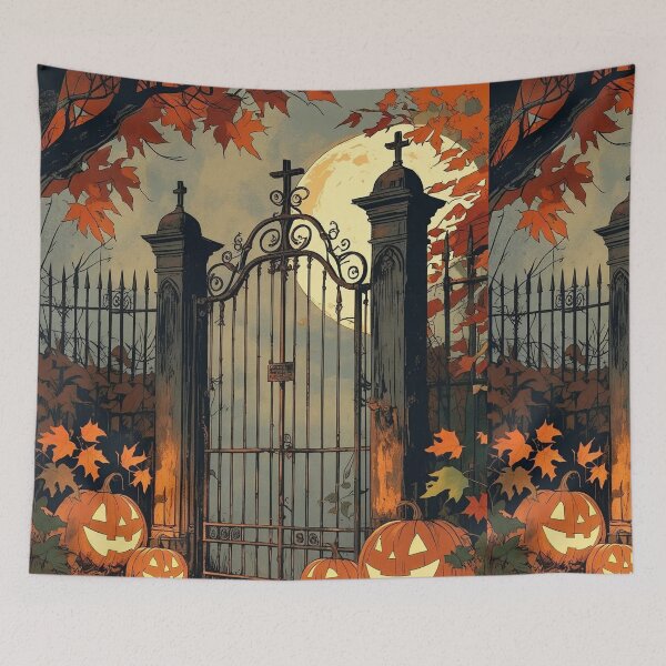 Item preview, Pumpkin Graveyard Gates – Rustic Halloween Charm designed and sold by Deezyned.
