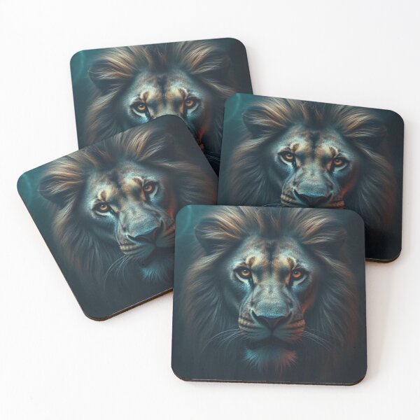 Item preview, Neon Lion Poster – Glowing Digital Art, Mystical Big Cat Wall Décor designed and sold by Bohospiritart.