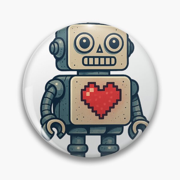 Item preview, Cute Robot with Pixel Heart – Retro Gaming Love Bot designed and sold by DMSdesigns1.