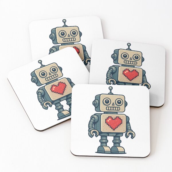 Item preview, Cute Robot with Pixel Heart – Retro Gaming Love Bot designed and sold by DMSdesigns1.