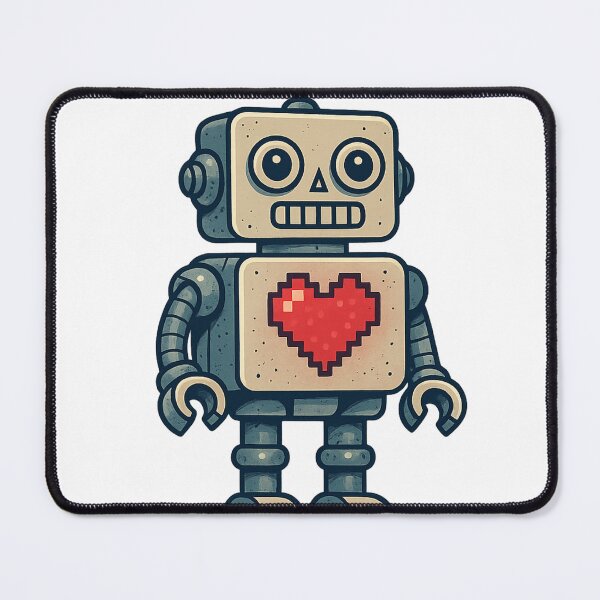Item preview, Cute Robot with Pixel Heart – Retro Gaming Love Bot designed and sold by DMSdesigns1.