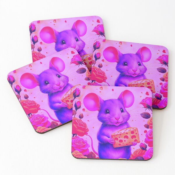 Item preview, Vibrant Happy Mouse With Cheese And Roses designed and sold by asurtiumgreen.