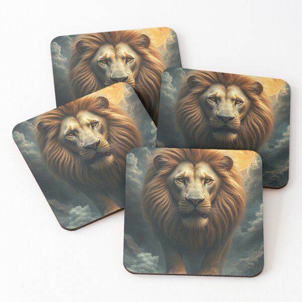 Item preview, Majestic Lion Under the Moon – Fantasy Wildlife Wall Art, Regal Big Cat Poster designed and sold by Bohospiritart.