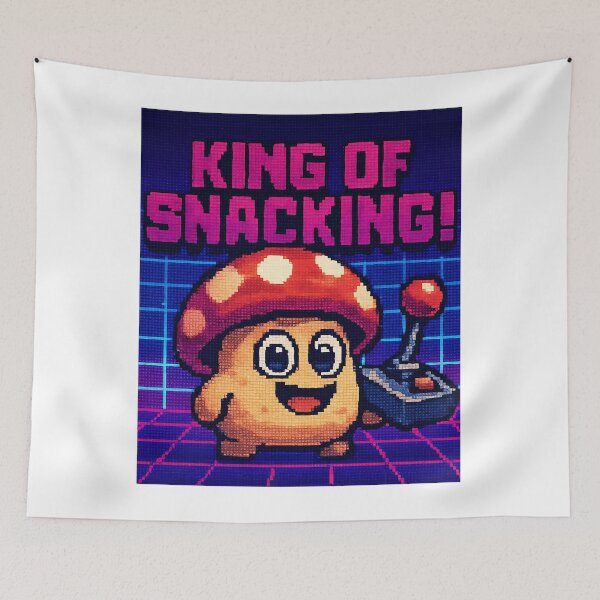 Item preview, Pixel Mushroom Snacking King Retro Tee designed and sold by OhMyCotton.