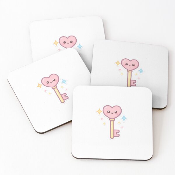 Item preview, Kawaii Heart Key Stickers – Magic Key of Love designed and sold by ClipVictuumArts.