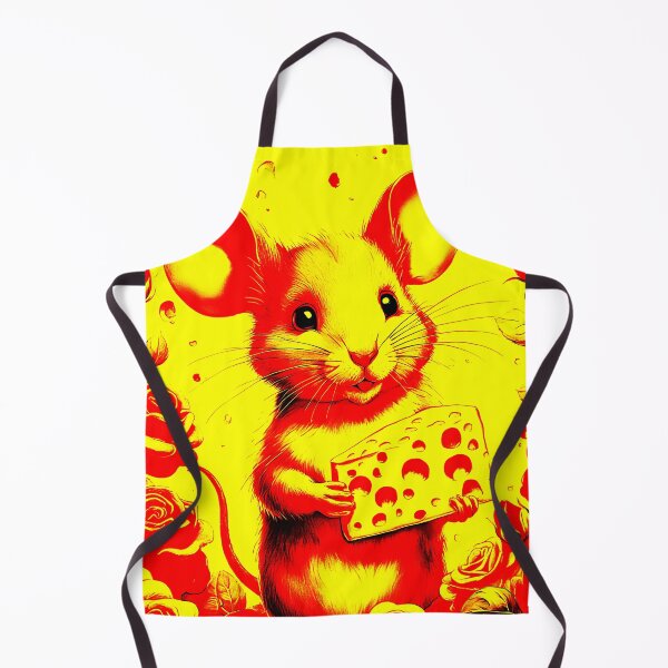 Item preview, Happy Mouse With Cheese - Yellow, Red Abstract designed and sold by asurtiumgreen.