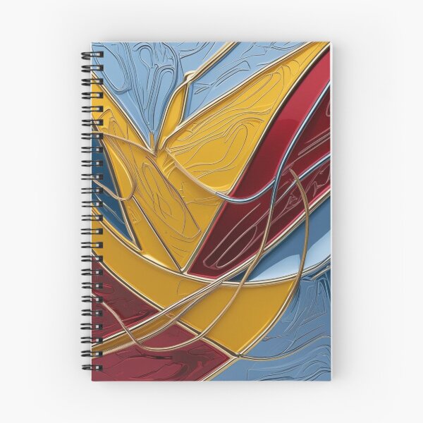 Item preview, Abstract Line Art in Yellow, Red, and Sky Blue Chrome – Modern Metallic Design designed and sold by Harmonic_Layers.