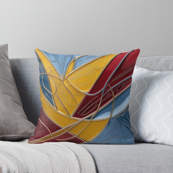 Item preview, Abstract Line Art in Yellow, Red, and Sky Blue Chrome – Modern Metallic Design designed and sold by Harmonic_Layers.