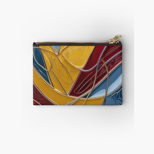 Item preview, Abstract Line Art in Yellow, Red, and Sky Blue Chrome – Modern Metallic Design designed and sold by Harmonic_Layers.
