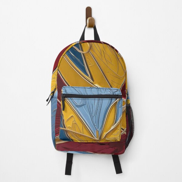 Item preview, Abstract Line Art in Yellow, Red, and Sky Blue Chrome – Modern Metallic Design designed and sold by Harmonic_Layers.