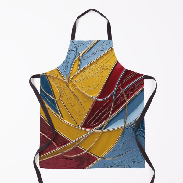 Item preview, Abstract Line Art in Yellow, Red, and Sky Blue Chrome – Modern Metallic Design designed and sold by Harmonic_Layers.