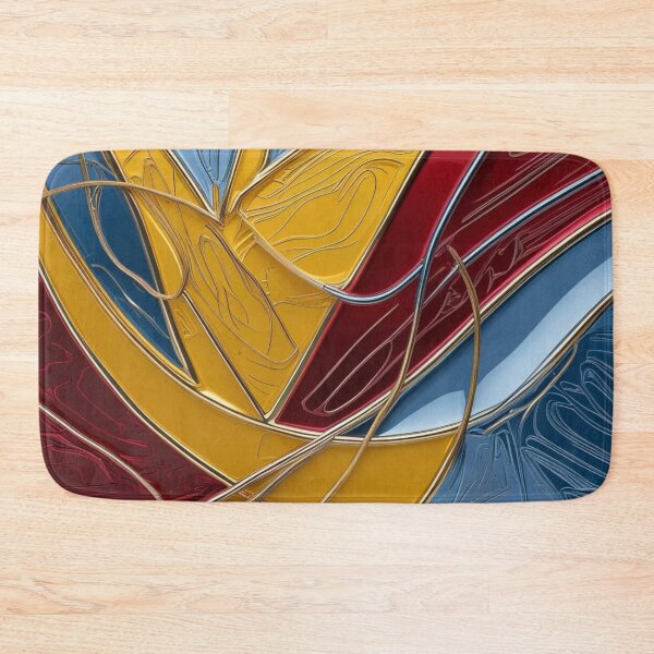 Item preview, Abstract Line Art in Yellow, Red, and Sky Blue Chrome – Modern Metallic Design designed and sold by Harmonic_Layers.