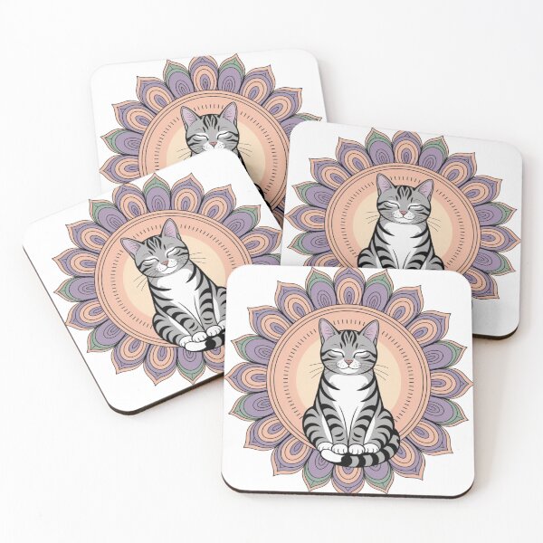 Artikelvorschau, Meditations-Mandala-Katze entworfen und verkauft von Vivid Art Zone.