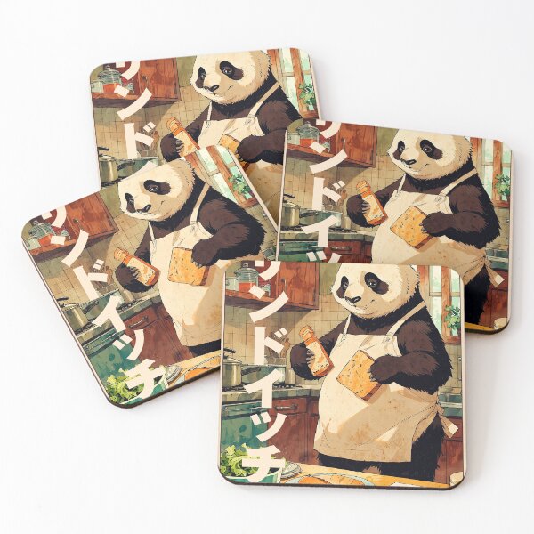 Item preview, Panda Making Sandwich Retro Poster designed and sold by VayzStudio.