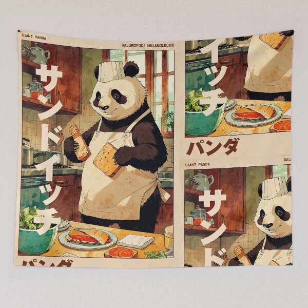 Item preview, Panda Making Sandwich Retro Poster designed and sold by VayzStudio.