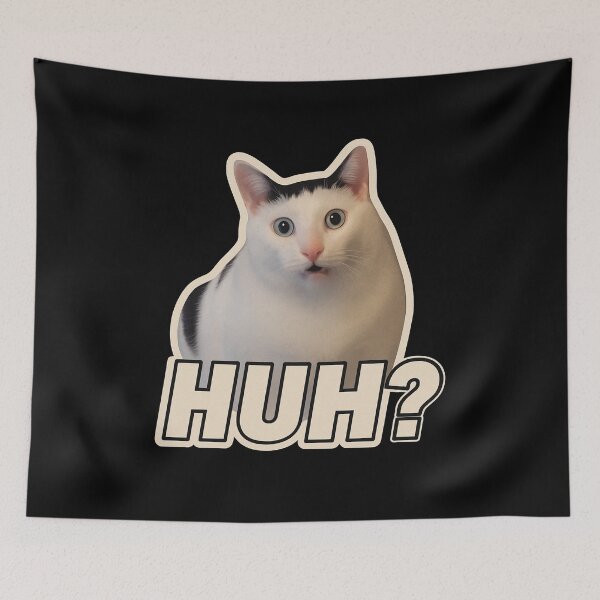 Item preview, Funny Cat Meme "HUH?" – Confused Cat Reaction Illustration designed and sold by TeeLabDesign.