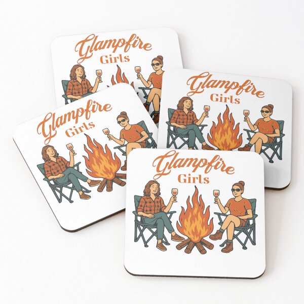 Item preview, Glampfire Girls – Glamping Campfire & Wine Night Illustration designed and sold by Building60media.