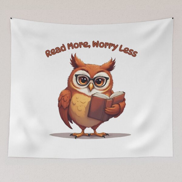 Item preview, Read More Worry Less – Cute Owl Book Lover Design designed and sold by Pixel--Threads.