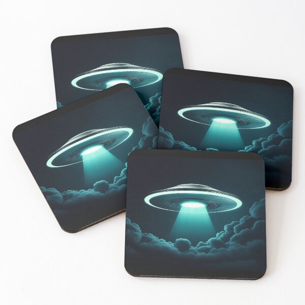Item preview, UFO Beaming Light Above Night Clouds designed and sold by PrintBreeze.