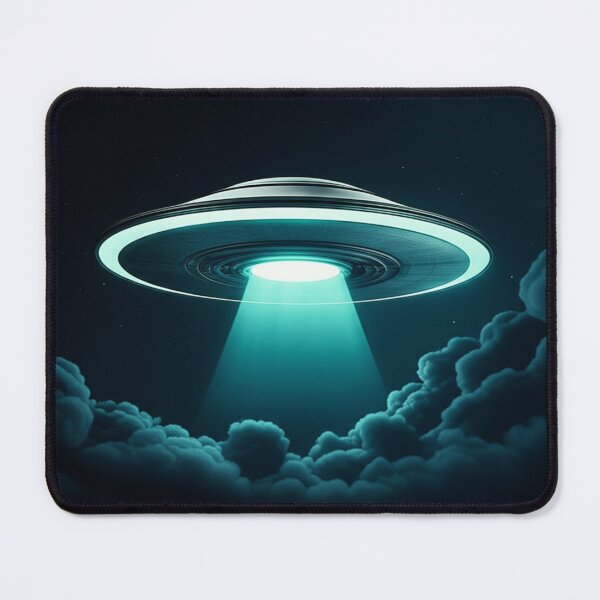Item preview, UFO Beaming Light Above Night Clouds designed and sold by PrintBreeze.