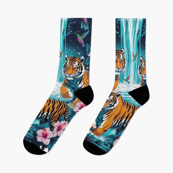 Item preview, Colorful Tigers and Waterfall designed and sold by WildInkFusion.