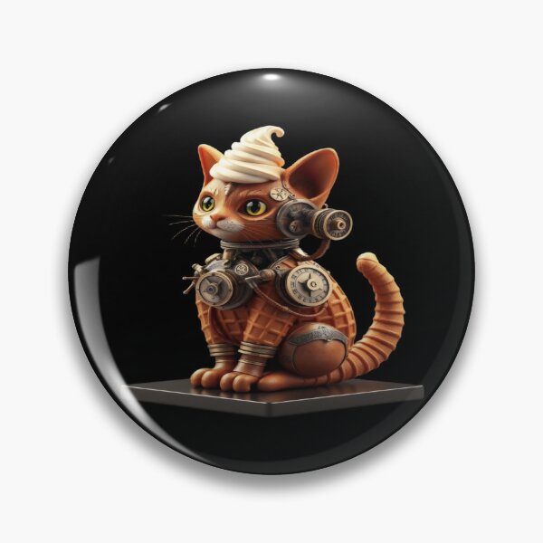 Item preview, Steampunk Waffle Kitten with Ice Cream - Unique Fantasy Sculpture. designed and sold by Ralek.