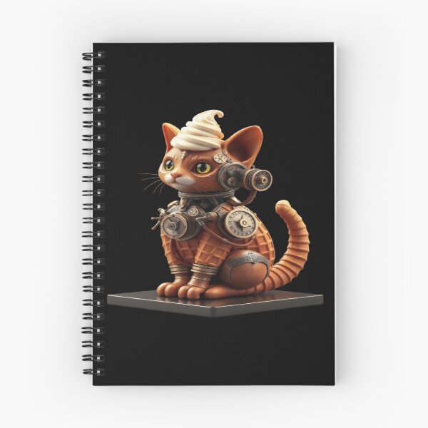 Item preview, Steampunk Waffle Kitten with Ice Cream - Unique Fantasy Sculpture. designed and sold by Ralek.
