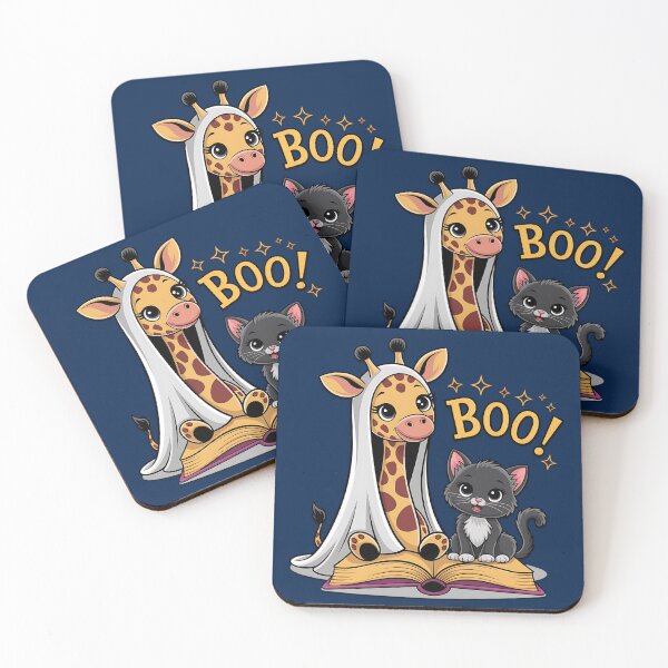 Item preview, Cute Giraffe Ghost with Black Cat and Boo! designed and sold by LunaSpellStudio.