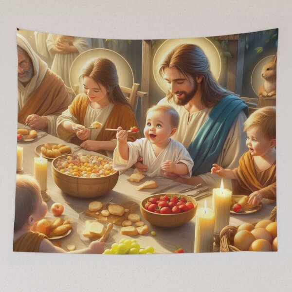 Item preview, Jesus feasting with a family designed and sold by JesusClub.