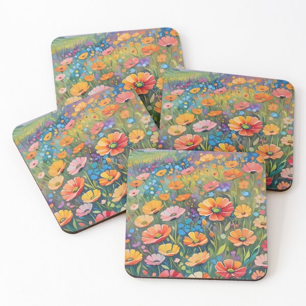 Item preview, Painterly Flower Meadow At Sunset designed and sold by ByNicoleSara.