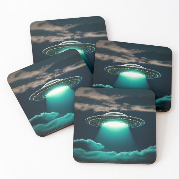 Item preview, UFO Hovering in Night Sky With Light designed and sold by PrintBreeze.