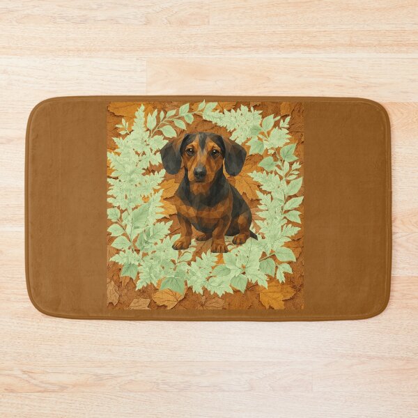 Item preview, Geometric Dachshund in Autumn Leaves designed and sold by GeoWild Designs.
