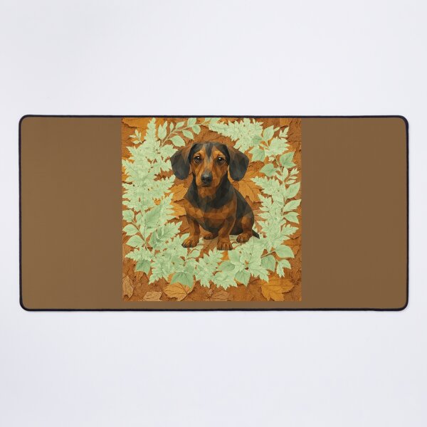 Item preview, Geometric Dachshund in Autumn Leaves designed and sold by GeoWild Designs.
