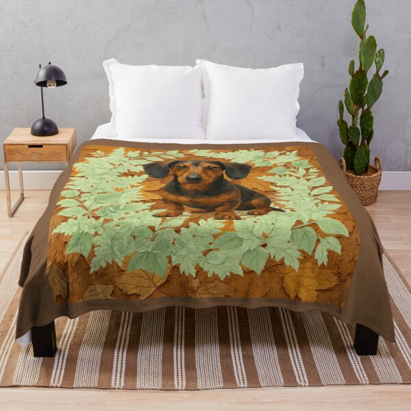 Item preview, Geometric Dachshund in Autumn Leaves designed and sold by GeoWild Designs.