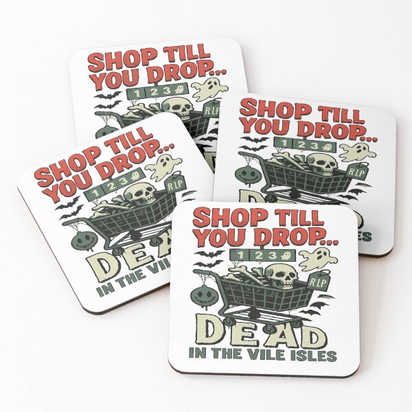 Item preview, Shop Till You Drop Dead in the Vile Isles – Funny Halloween Horror Shopping designed and sold by POD DYNASTY | Original Print On Demand T-Shirt Graphics.