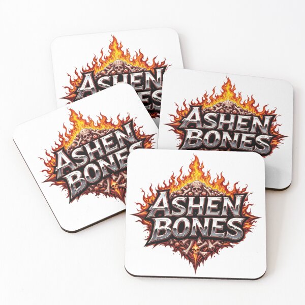 Item preview, Fiery Ashen Bones Design with Skulls and Flames on Black Background designed and sold by Creative88Art.