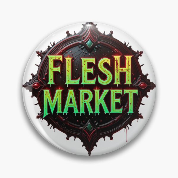 Item preview, Gothic Emblem with Flesh Market Text in Green and Red designed and sold by Creative88Art.