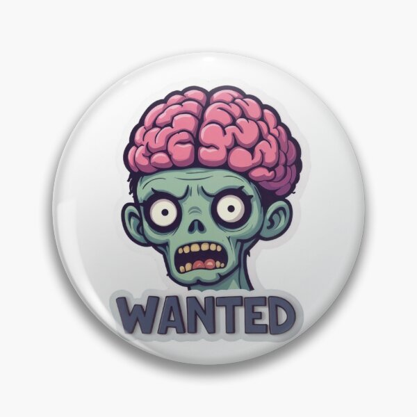 Item preview, Cartoon Zombie Illustration with Exposed Brain and Wanted Text designed and sold by Creative88Art.