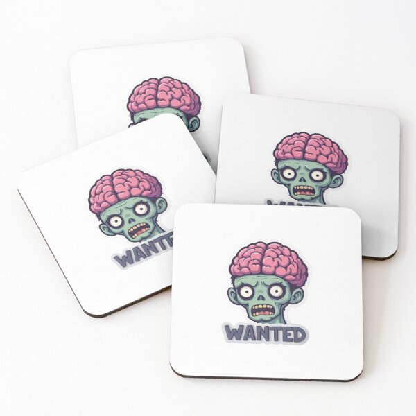 Item preview, Cartoon Zombie Illustration with Exposed Brain and Wanted Text designed and sold by Creative88Art.