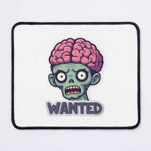 Item preview, Cartoon Zombie Illustration with Exposed Brain and Wanted Text designed and sold by Creative88Art.